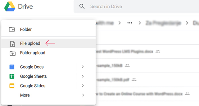 Upload a PDF file to Google Drive