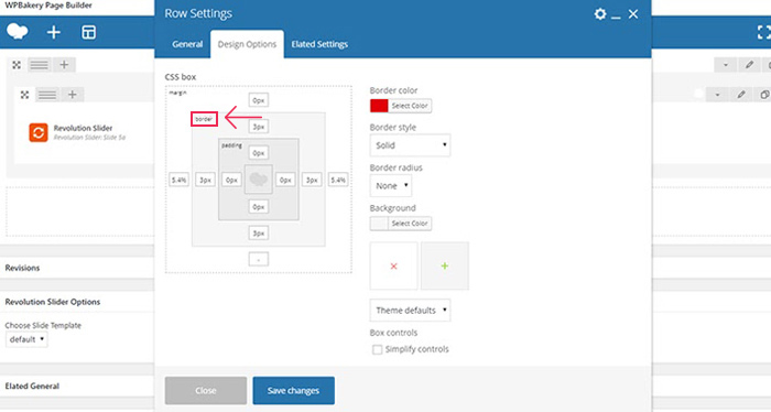 Creating a frame via Row settings