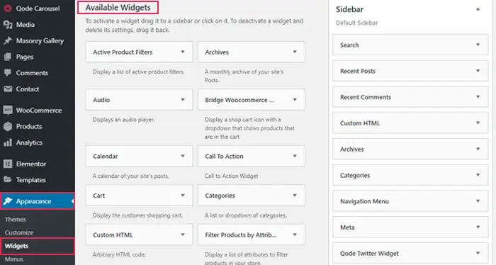 Locating Widgets in Your WordPress Admin