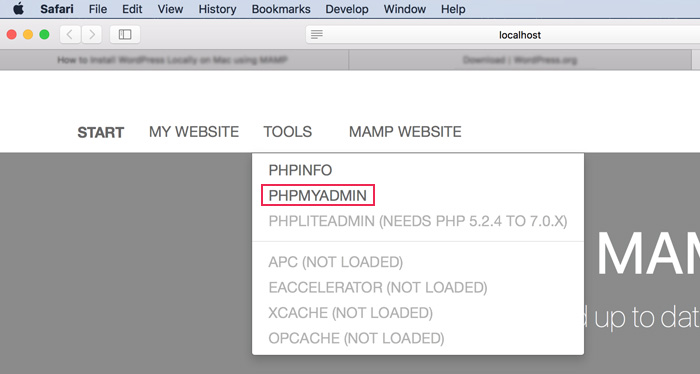 Phpmyadmin option