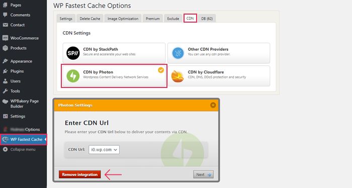 WP Fastest Cache section