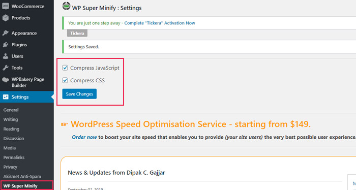 WP Super Minify Settings