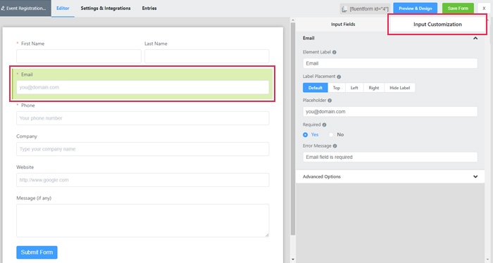 Customize your field in more detail