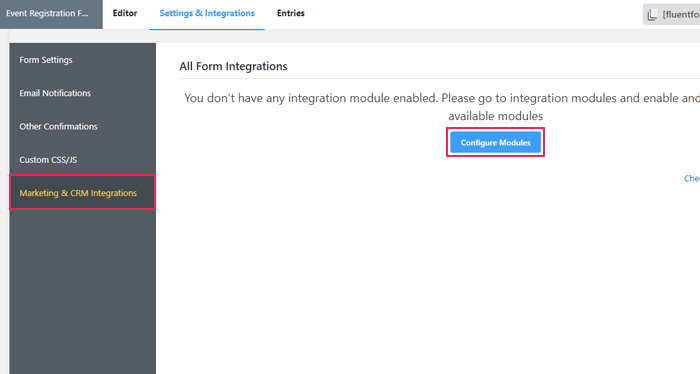 Add and manage different integration modules