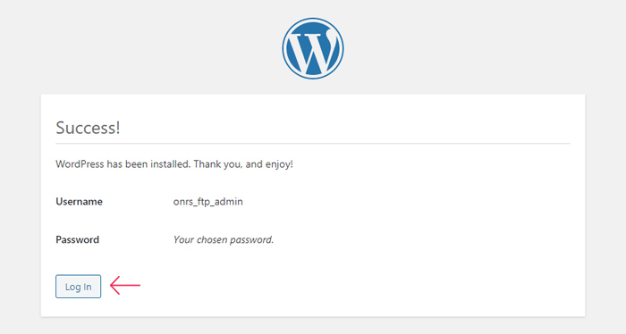 WordPress installation process