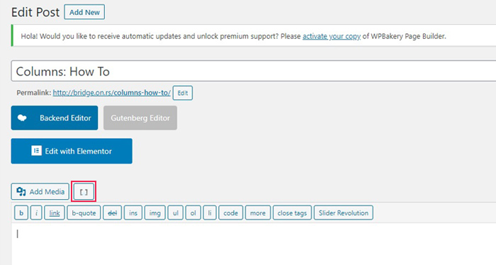 Create Columns using the Classic Editor