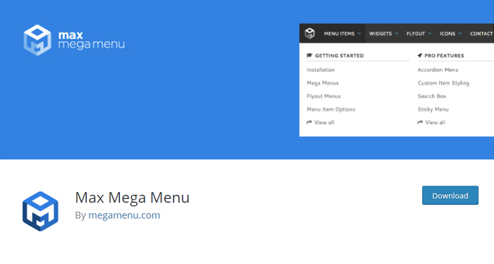 Max Mega Menu plugin