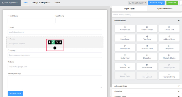 Edit any of the preexisting fields