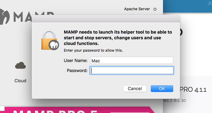 Start Servers button within the MAMP application window