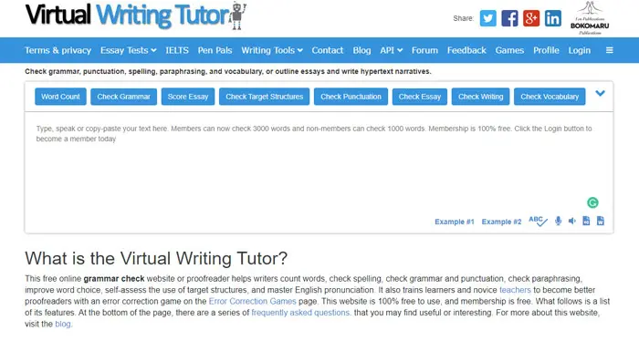 virtual writing tutor grammar