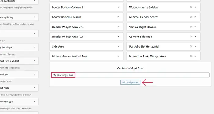 Add Custom Widget Area