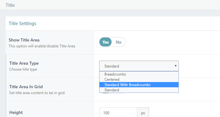 Title Area Type field