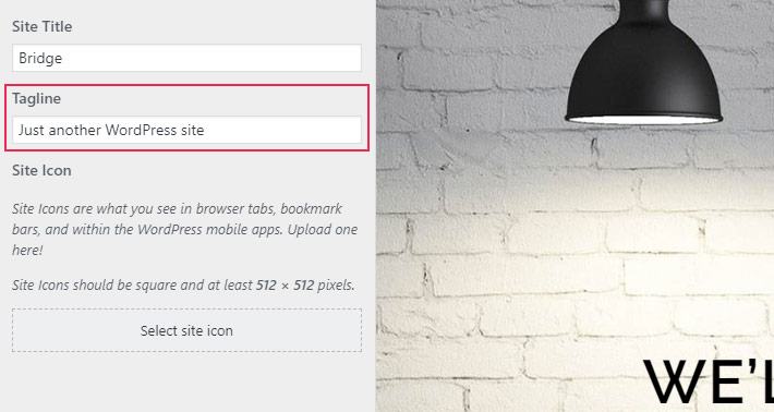 Change the tagline in WordPress