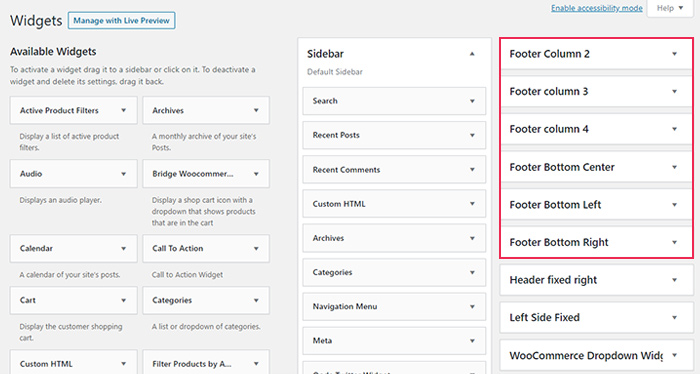 Footer Widget Areas