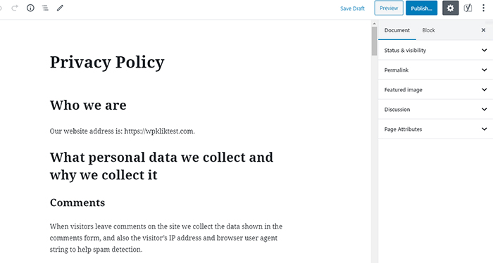 Privacy Policy Page