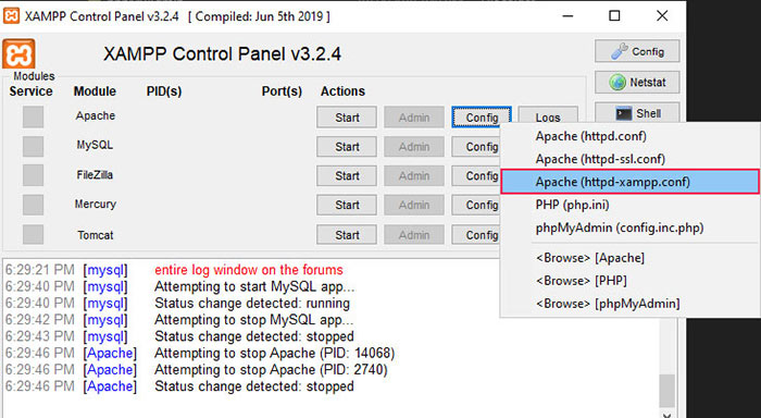 XAMPP Control Panel img