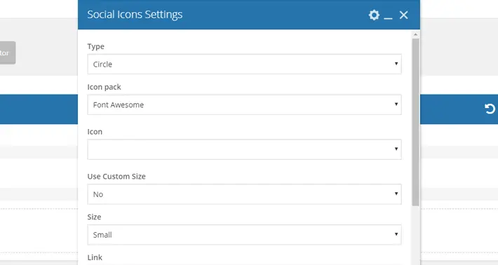 Social Icons shortcode settings