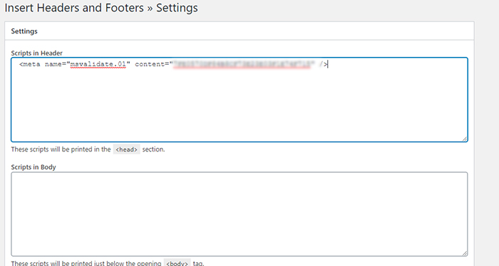 Bing Webmaster Headers and Footers