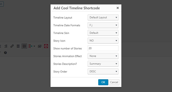 Cool Timeline Shortcode Settings