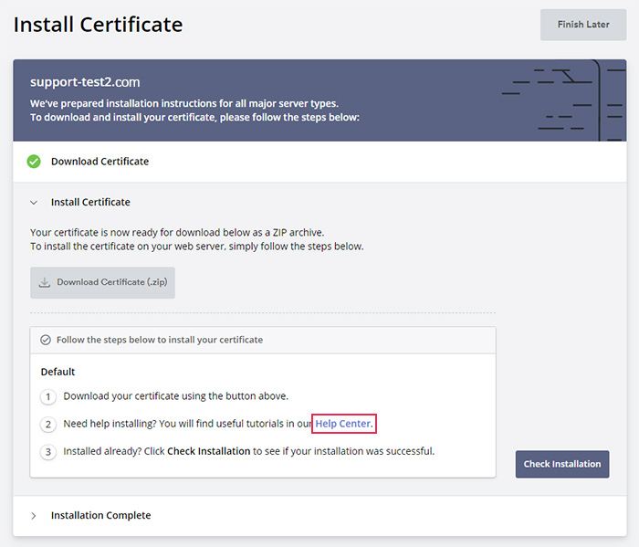 Creating Free SSL Install Certificate