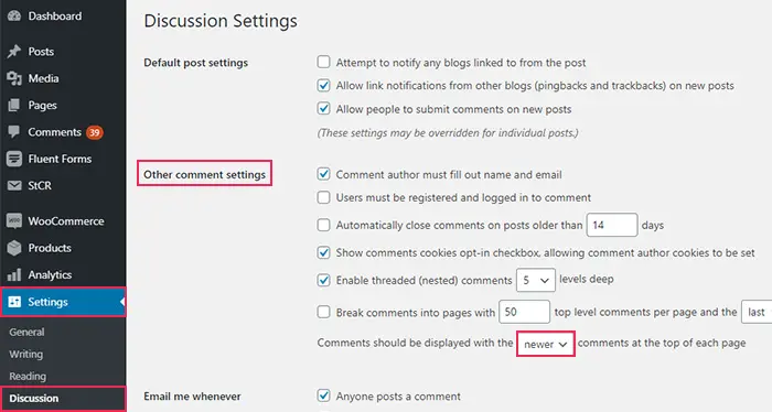 Discussion Settings