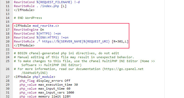 Editing htaccess File Code