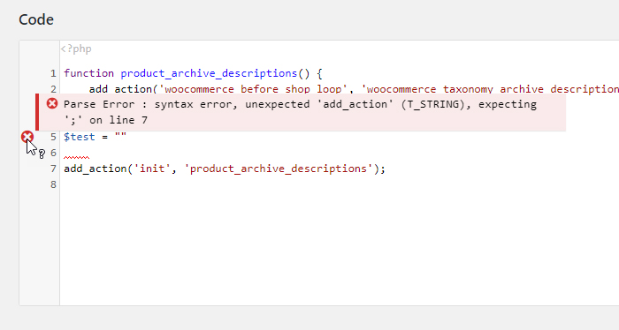 Error Handling With Code Snippets Hover