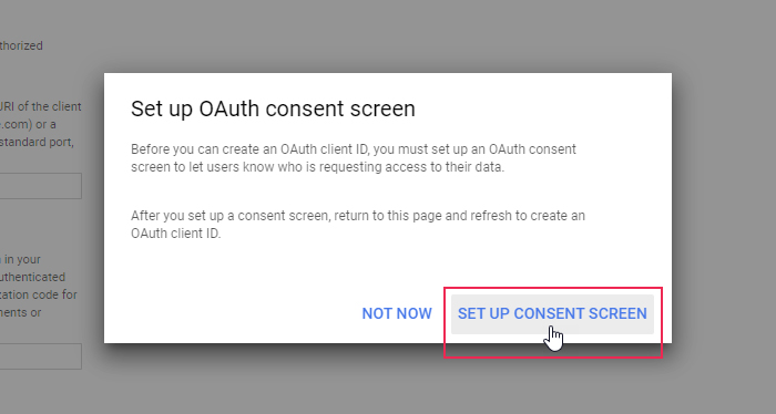 Gmail APIs Set Up Consent Screen