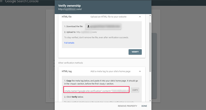 Google Search Console Code