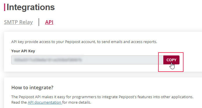 Pepipost API Key Copy
