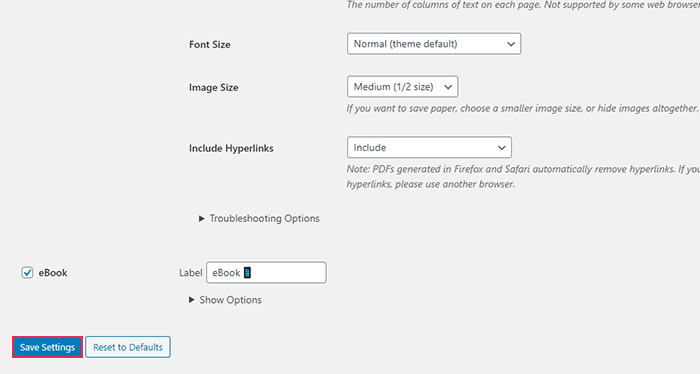 Print My Blog Save Changes