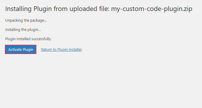 Upload Plugin Via Dashboard Activate Plugin