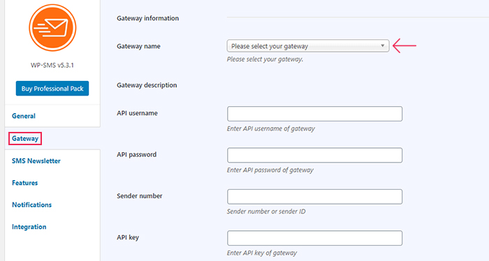 WP SMS Gateway Settings