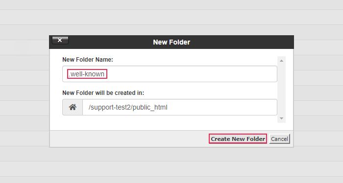 cPanel File Manager New Folder