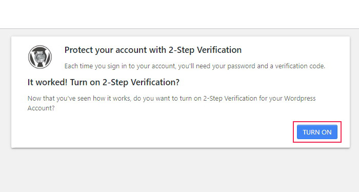 2-Step Verification Turn On