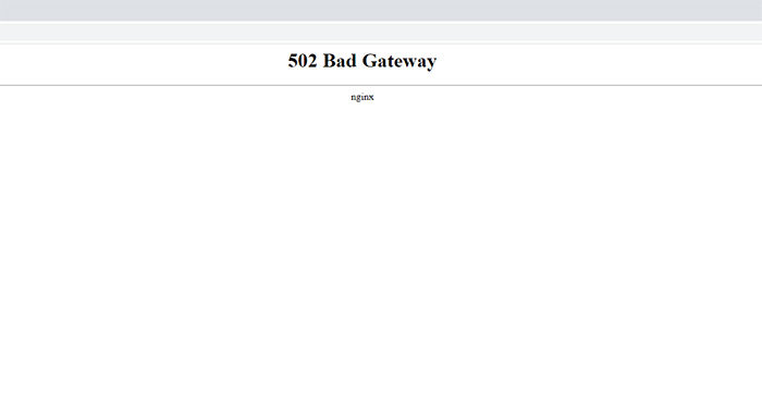 502 Bad Gateway Error