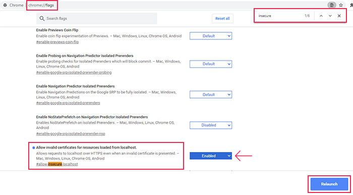 Allow Insecure Localhost