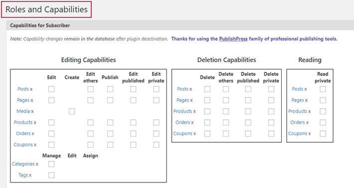 Roles and capabilities