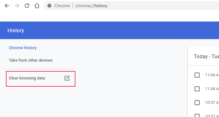 Chrome Clear History
