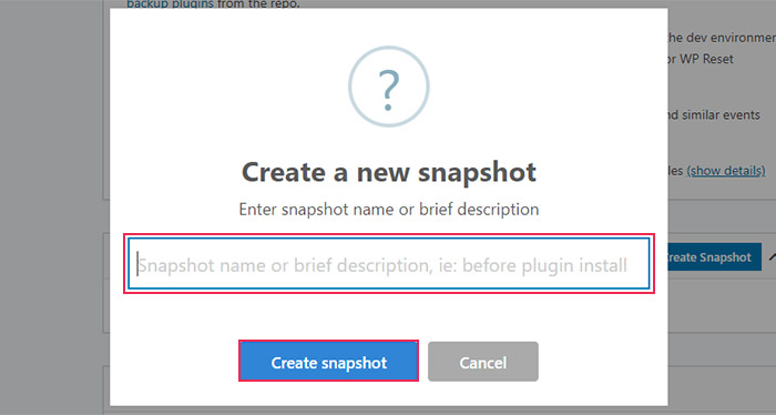 Create Snapshot