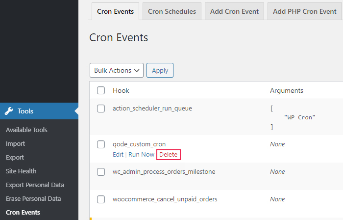 Cron Events Delete