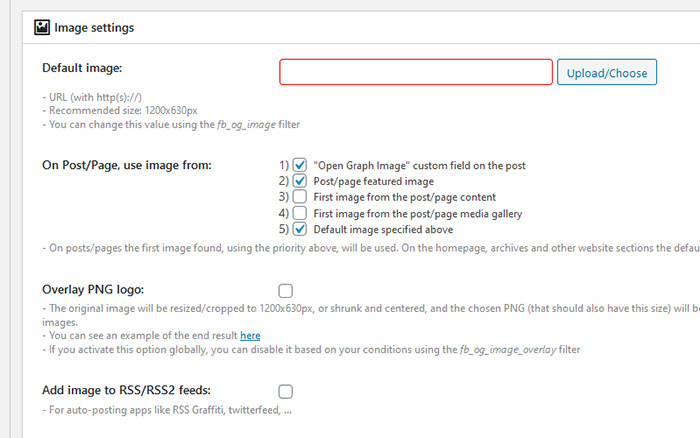 Facebook Open Graph General Settings