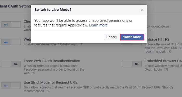 Nextend Facebook Login Switch Mode