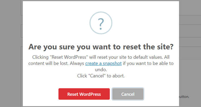 Reset WordPress