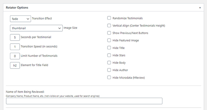 Testimonial Rotator Options