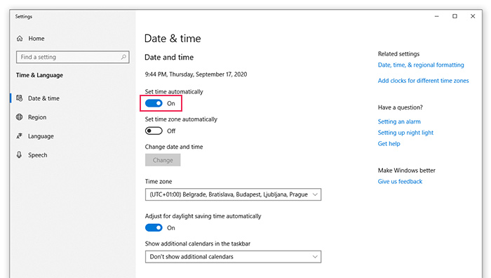 Windows Date And Time