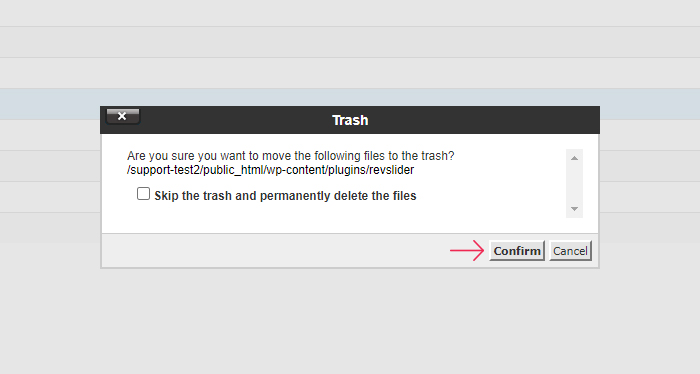 cPanel Delete Plugin Confirm