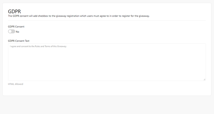 Classic Giveaway Prize GDPR