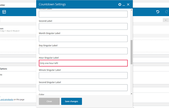 Countdown Shortcode Settings