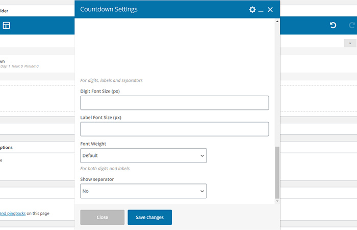 Countdown Shortcode Settings